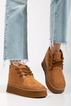 Suins Stein Model İçi Komple Kürklü Bağcıklı Siyah Taba Ten Kadın Bot