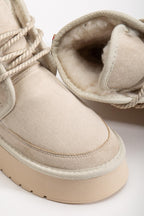 Suins Stein Model İçi Komple Kürklü Bağcıklı Siyah Taba Ten Kadın Bot