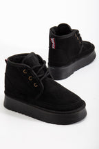 Suins Stein Model İçi Komple Kürklü Bağcıklı Siyah Taba Ten Kadın Bot