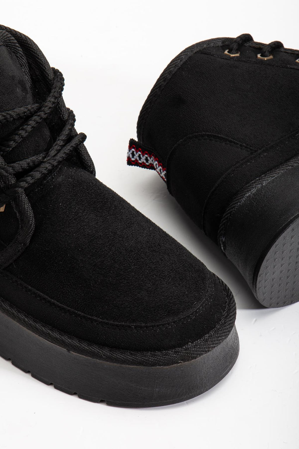 Suins Stein Model İçi Komple Kürklü Bağcıklı Siyah Taba Ten Kadın Bot