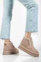 Suins Stein Model İçi Komple Kürklü Bağcıklı Siyah Taba Ten Kadın Bot