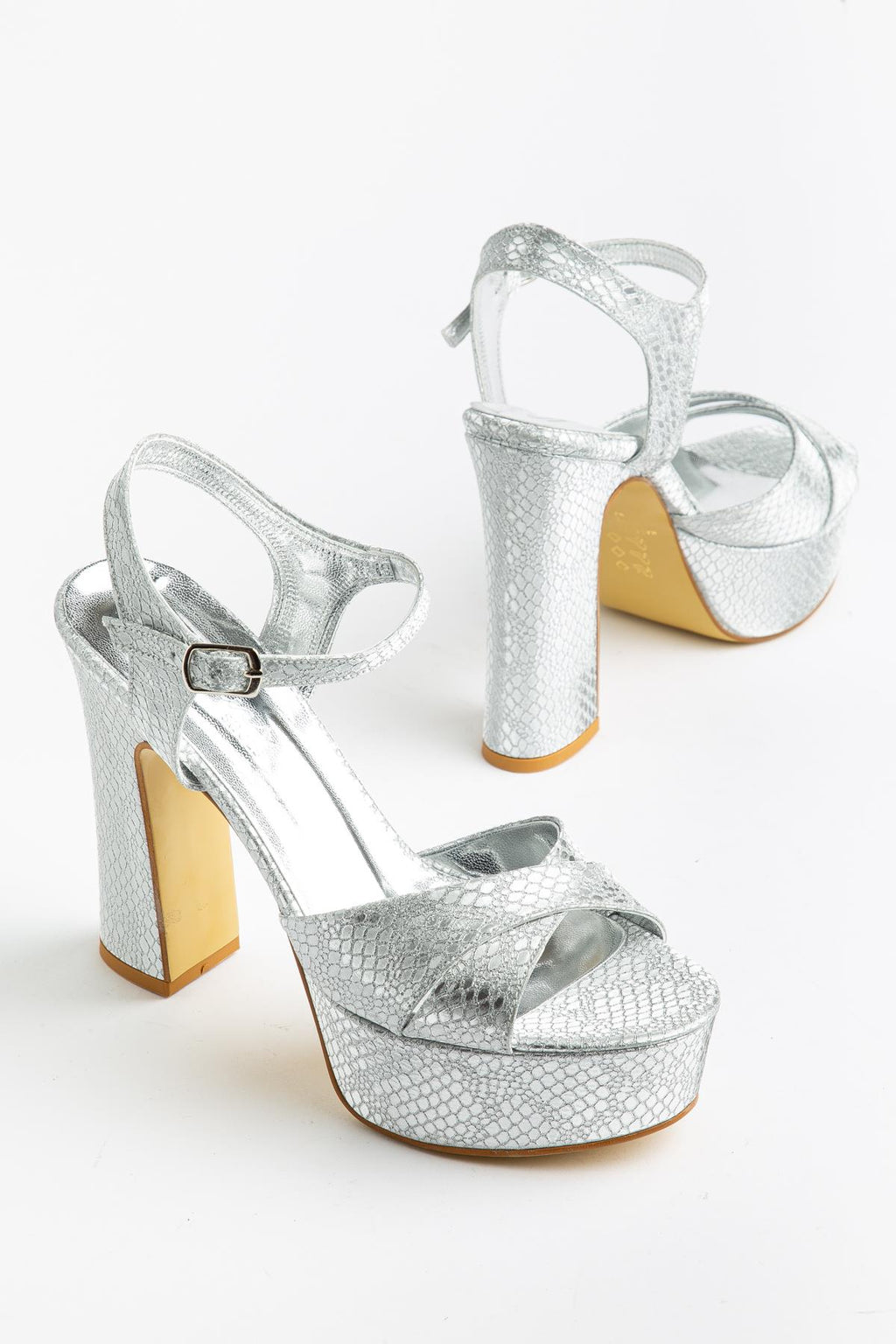 Suins Tania Model Kadın Platform Topuklu Yılan Desenli Abiye Ayakkabı