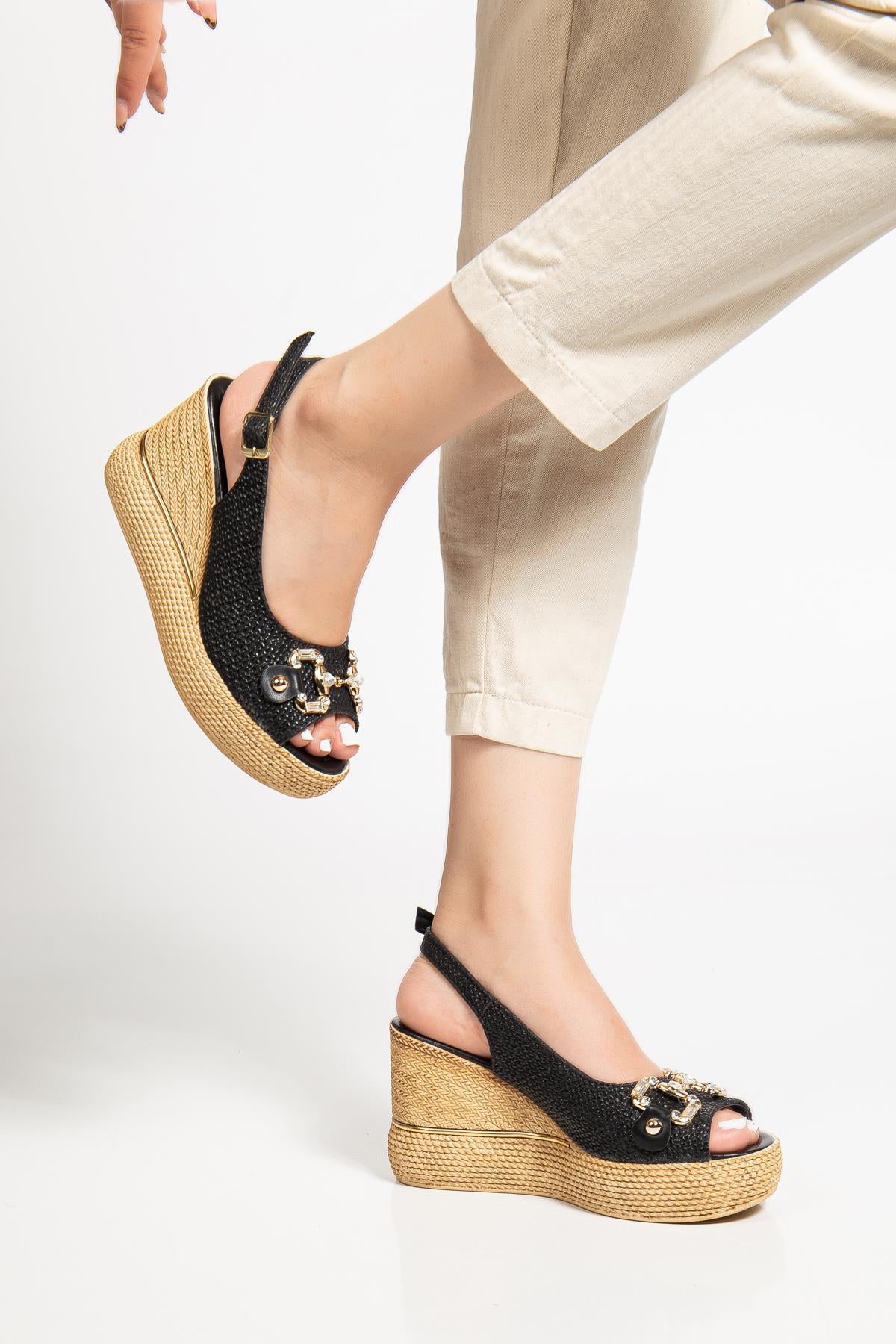 Suins Twine Model Kadın Taşlı Platform Sandalet Ürün ikincil görseli