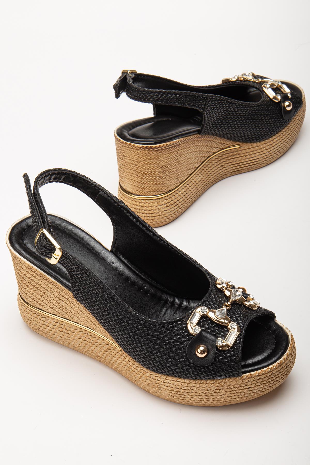 Suins Twine Model Kadın Taşlı Platform Sandalet