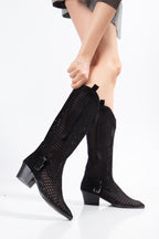 Suins Wazy Model Kadın Delikli Western Yazlık Çizme