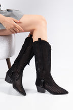 Suins Wazy Model Kadın Delikli Western Yazlık Çizme