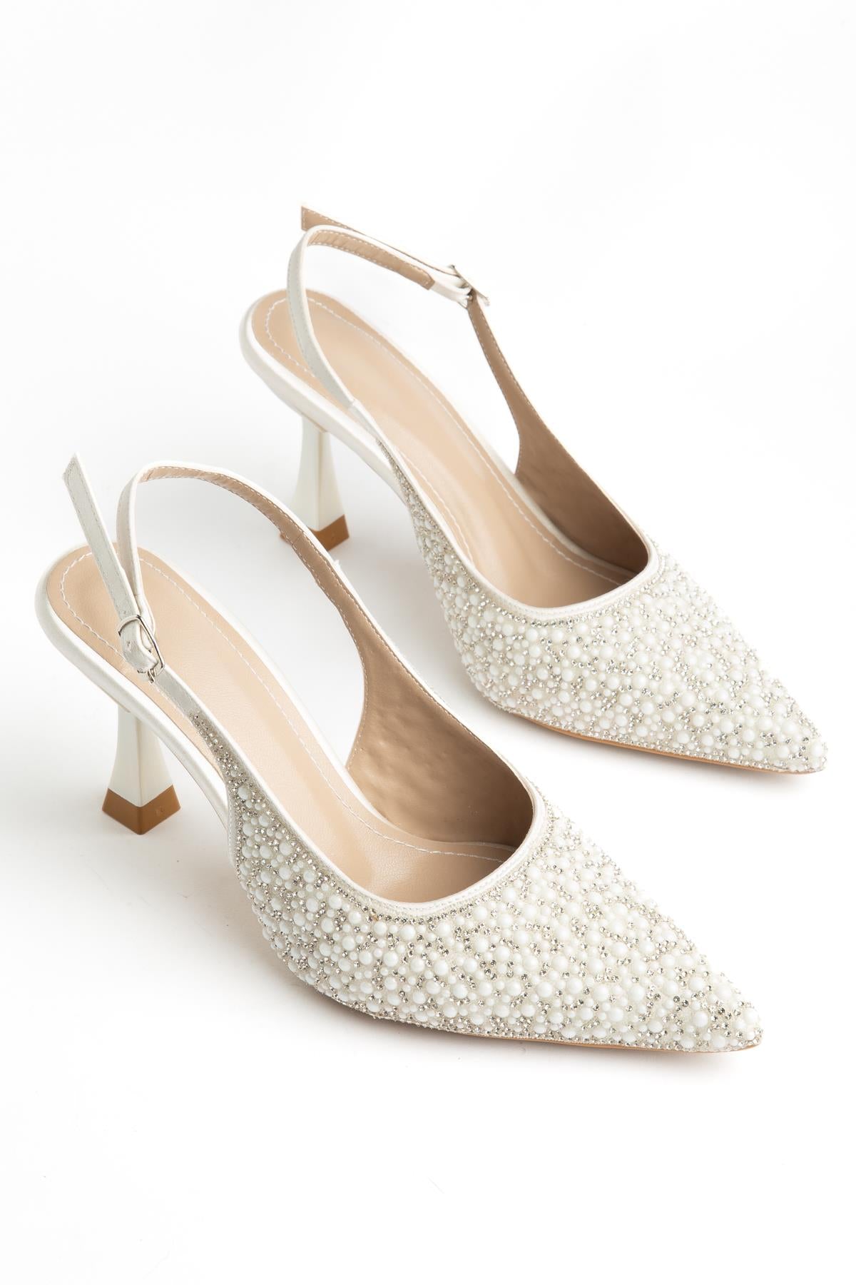 Suns Blaze Model Kadın İnci Detaylı Abiye Gelin Ayakkabı