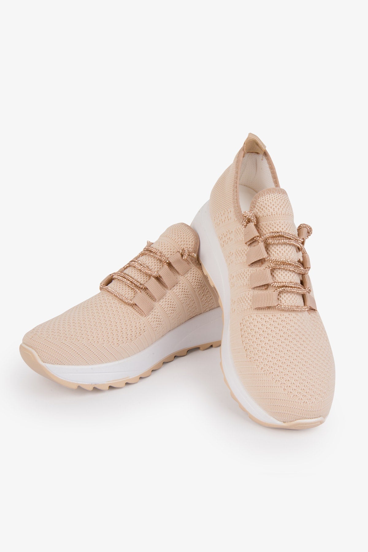Tegan Kadın Spor Ayakkabı Sneakers Triko Taşlı Bağcıklı Günlük TEGAN29750