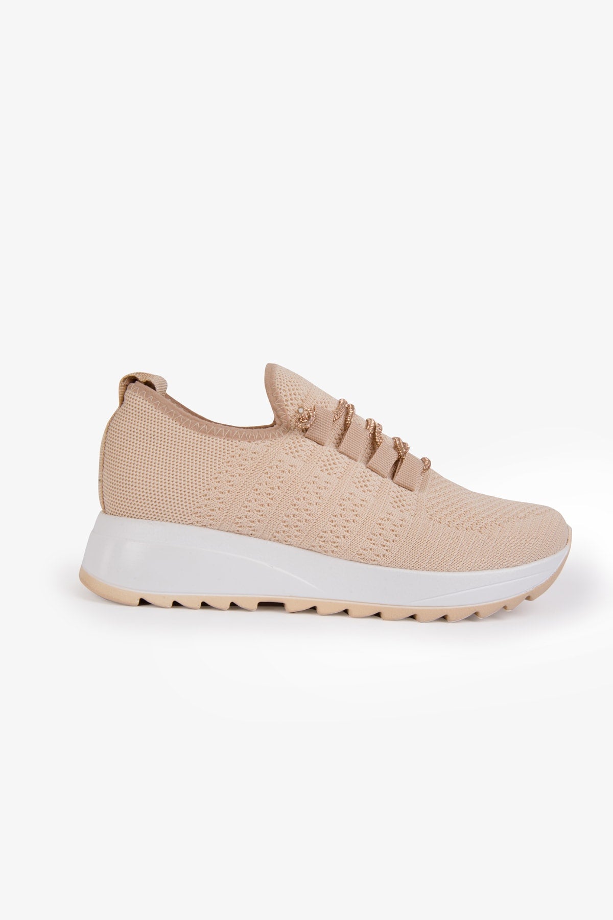 Tegan Kadın Spor Ayakkabı Sneakers Triko Taşlı Bağcıklı Günlük TEGAN29750