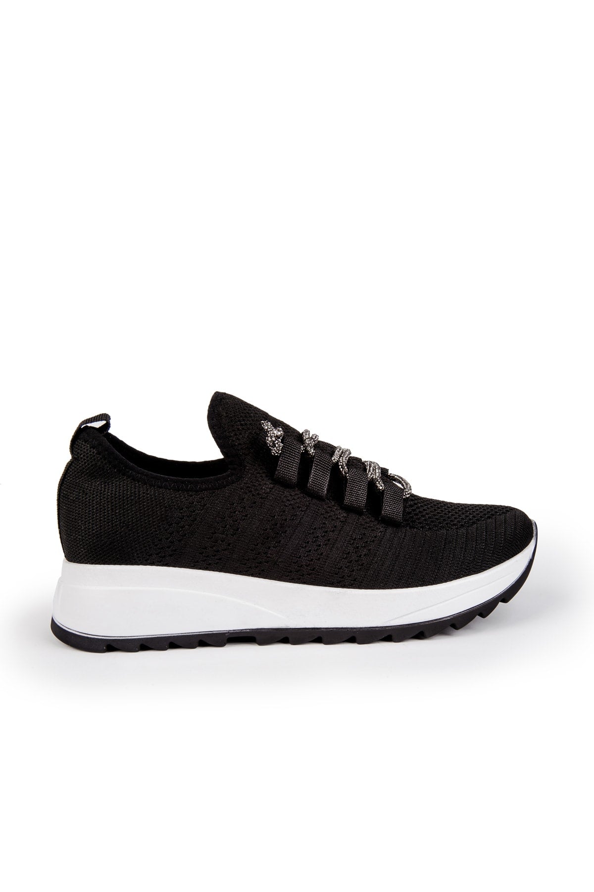 Tegan Kadın Spor Ayakkabı Sneakers Triko Taşlı Bağcıklı Günlük TEGAN29750