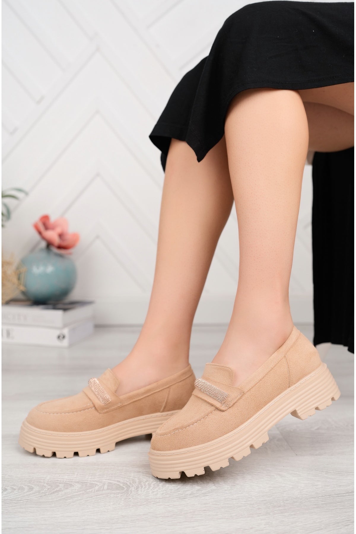 Vicky Kadın Taş Aksesuarlı Loafer Ayakkabı WHİTLEY26280