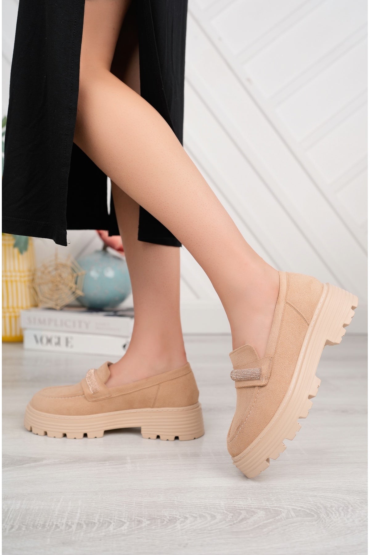 Vicky Kadın Taş Aksesuarlı Loafer Ayakkabı WHİTLEY26280