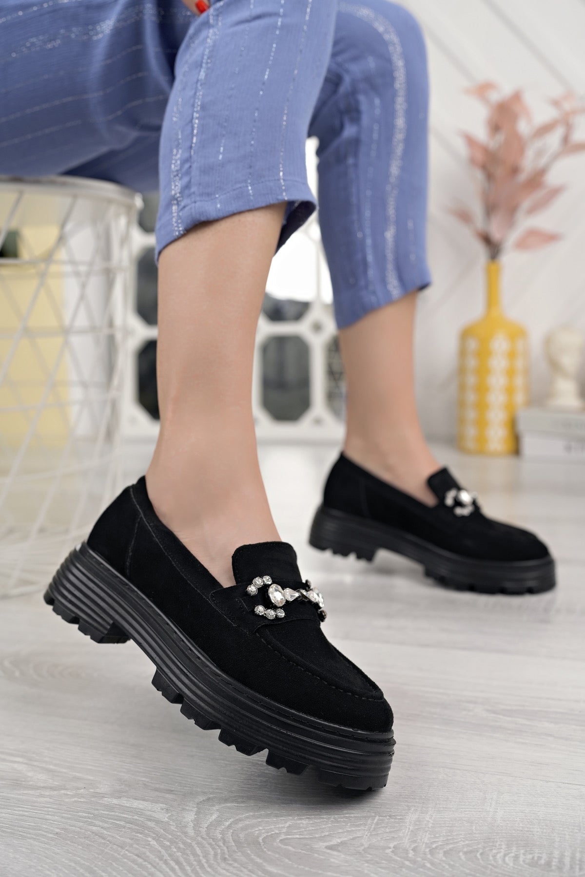Vicky Kadın Taş Aksesuarlı Loafer Ayakkabı WHİTLEY26280