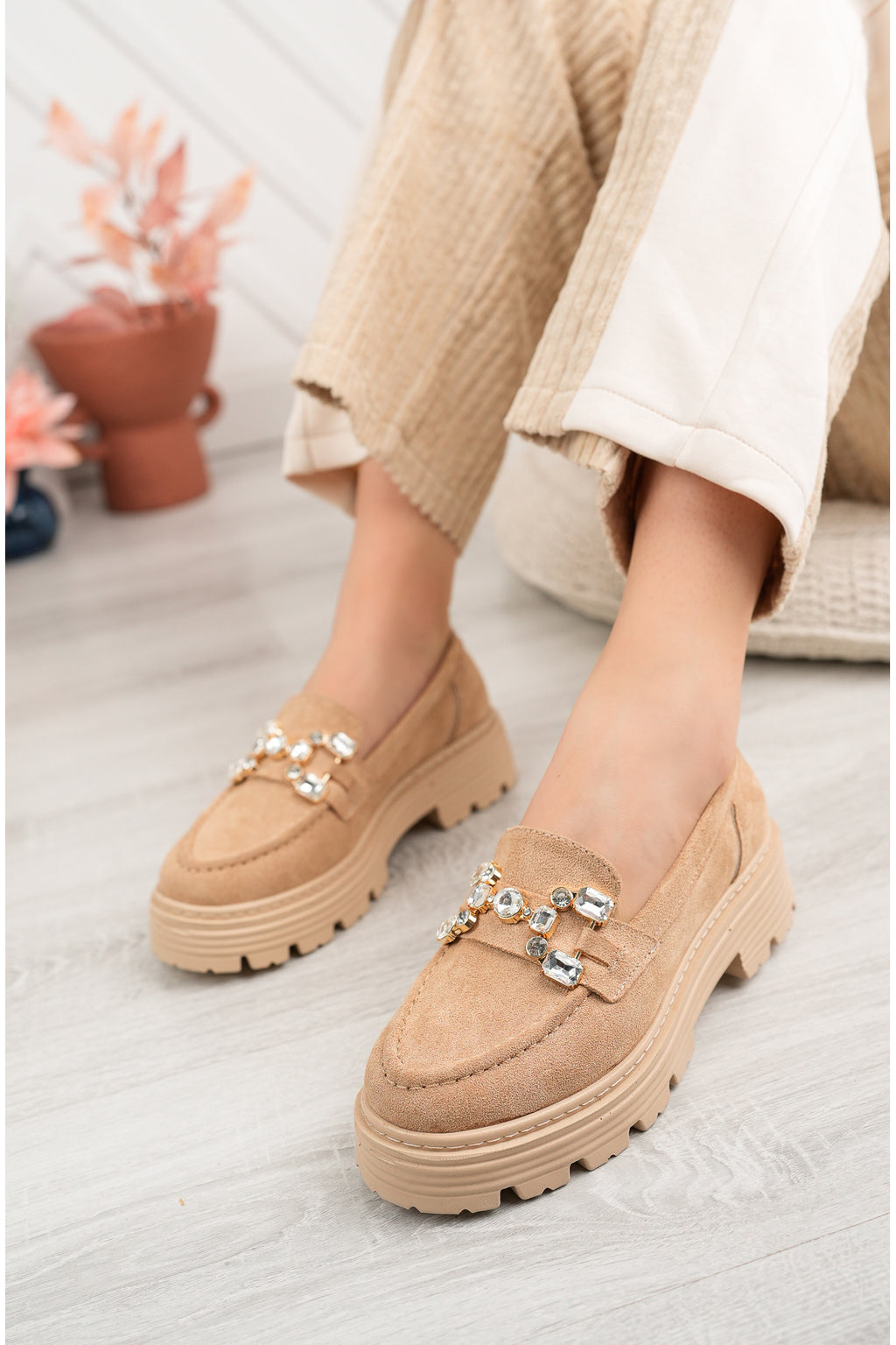 Vicky Kadın Taş Aksesuarlı Loafer Ayakkabı WHİTLEY26280