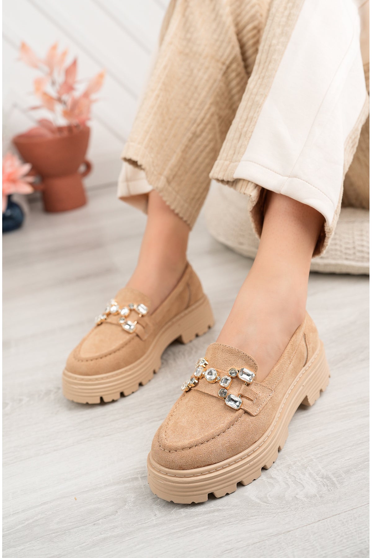Vicky Kadın Taş Aksesuarlı Loafer Ayakkabı WHİTLEY26280