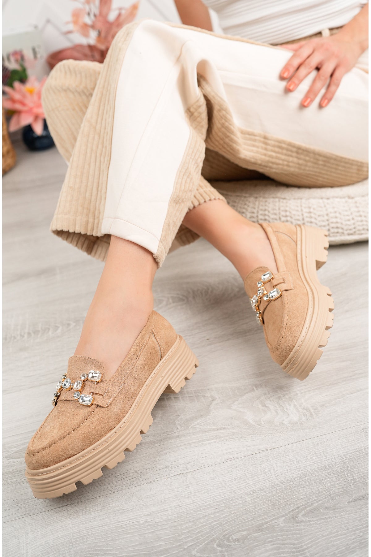 Vicky Kadın Taş Aksesuarlı Loafer Ayakkabı WHİTLEY26280