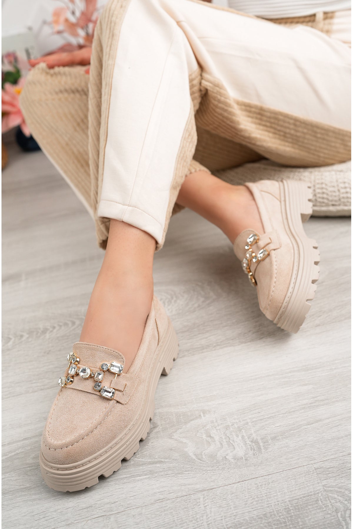Vicky Kadın Taş Aksesuarlı Loafer Ayakkabı WHİTLEY26280